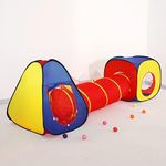 LimitlessFunN 3pc Play Tent, Crawl Tunnel and Ball Pit for Toddlers, Kids, Boys & Girls [ Pop Up Portable ] Indoor & Outdoor Playhouse (Blue, Red, Yellow)