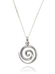 Designer Inspirations Boutique 18MM Polished Plain Round SPIRAL Pendant Necklace On 16" Inch Curb Chain for Women Ladies Girls - 925 Sterling Silver