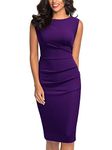 Miusol Women's Retro Ruffle Style Slim Work Pencil Dress Purple