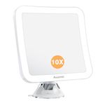 Auxmir 10X Magnifying Mirror with Light, Dimmable Natural Daylight LED Suction Cup Mirror, Portable Shower Shaving Travel Mirror, 360° Rotation Cosmetic Mirror for Bathroom, Table, Desk, Bedroom