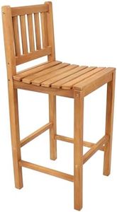 Sunnydaze Solid Teak Wood Outdoor Bar Chair - for Patio, Home Bar, or Deck - 330 lb Weight Capacity - 43 Inches H
