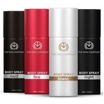 The Man Company Long Lasting Deodorant Gift Set for Man - 150ml (Pack of 4) | Blanc, Fire, Night & Oud | Body Spray Gift Set | fresh scent for daily office wear | Long-Lasting Smell | Aerosol | Valentine Gift For Man