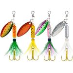 THKFISH Spinner Baits Fishing Spinners Spinnerbait Trout Lures Fishing Lures for Bass Trout Crappie A-1/5oz 4pcs