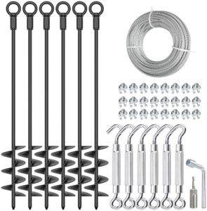 Anmentol 6 Pack 30" Shed Anchor Kit with 3/16" Galvanized Wire & Turnbuckle