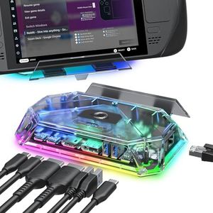 JSAUX RGB Docking Station for Steam Deck (OLED)/ROG Ally/Legion Go, 12-in-1 Steam Deck Dock with 4K@120Hz HDMI & DisplayPort Gigabit Etherne USB-C 3.2 USB-A 3.2/2.0, SD/TF Slots 3.5mm Jack-HB1201S