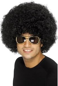 SMIFFYS Parrucca afro funky anni '70, nera, 120g