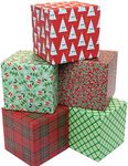 Global Printed Products Holiday Shipping Boxes (Pack of 5 - Traditional Patterns - 11.5"x6"x6")