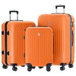AnyZip Luggage Set of 3 Hard Shell PC+ABS Expandable Lightweight Durable Travel Suitcase with 4 Double Spinner Wheels TSA Lock, 20" 24" 28", Orange