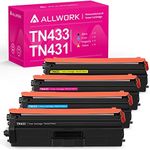 ALLWORK Compatible TN-433 Toner Cartridge Replacement for Brother TN433 TN431 TN433BK Toner Cartridge Works with Brother Color HL-L8360CDW MFC-L8610CDW MFC-L8900CDW Printer (Black Cyan Magenta Yellow)