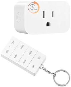 DEWNEWILS Remote Control Outlet with Timer, Indoor Remote Timer Outlet, 100FT Wireless Control Range, 15A/1875W, Remote Outlet Switch Countdown Time for Household Appliances