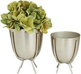 CosmoLiving by Cosmopolitan Metal Small Planter with Removable Stand, Set of 2 7", 6"H, Silver