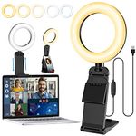 GerTong 5'' Laptop Selfie Ring Light with Stand, Mini Desk LED Phone Ring Light with Dimmable 5 Modes 10 Brightness Level for Makeup Streaming Webcam, All in one Stand Compatible with Smartphone