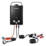 GASLAND BE158BP60 6L Gas Water Heater with 6L Water Pump 12V, Tankless Propane Gas Boiler with Floding Handle, Instant LPG Boiler with Handle for RV Camping Shower Washing Horse