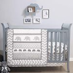 The Peanutshell Elephant Walk Crib Bedding Set | 3 Piece Unisex Nursery Set | Crib Quilt, Crib Sheet, Crib Skirt Included