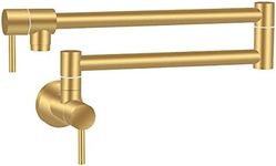 KWODE Gold Pot Filler Faucet 24 Inch Brass Commercial Wall Mount Kitchen Sink Faucet Folding Stretchable with Single Hole Two Handles