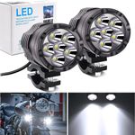 Ourbest 60 W LED Front Lights for Motorcycle, 12-60 V White Motorcycle Headlights, 6000 LM Additional Lights for Motorcycles, 6000 K, IP68 for Motorcycles, ATVs, SUVs, Trucks, Boats (2 Pieces)