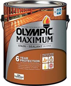 Olympic Maximum Wood Stain and Sealer for Decks, Fences, Siding, and Other Outdoor Wood Structures, Semi-Transparent, Cedar, 1 Gallon