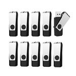 RAOYI 10 Pack USB Stick 8GB USB Memory Stick USB 2.0 Flash Drive Swivel Design Thumb Drive Pen Drive with LED Indicator (8GB, Black)