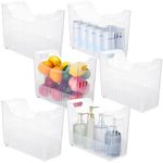 6 Pcs Freezer Organizer Bins Clear Plastic Pantry Organizer and Storage 3 Size Tall Narrow Kitchen Organization with Wheel Freezer Organization Rolling Bins Storage with Wheel (Medium)