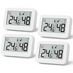 DOOMAY 4-Pack Mini Hygrometer Indoor Thermometer, Humidity Gauge with ℃/℉ Switch, Humidity Meter Digital Temperature Monitor for Greenhouse, Babyroom, Cellar, Reptile Incubator, Closet