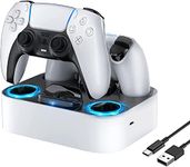 NEWDERY PS5 Edge Controller Charger, Fast Charging Station with LED Indicator, PS5 Charging Dock Controller Stand Accessories Charging Station for PlayStation 5 & Edge Controller (White)