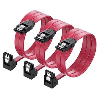 Cable Matters 3-Pack 90 Degree SATA Cable 60cm (6.0 Gbps SATA 3 Cable, Right Angle SATA Cables for SSD, SATA Cable SSD, SATA 3 Cables) Red