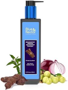 Blue Nectar Anti Dandruff and Healthy Scalp Hair Cleanser Shampoo with Bhringraj, Shikakai, Suitable for Colored Hair, Dry Frizzy Hair (200 ml)