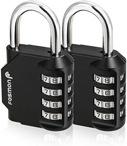 Fosmon Combination Lock (2 Pack) 4 Digit Padlock with Metal Alloy Body for School, Gym Locker, Gate, Bike Lock, Hasp and Storage - Black