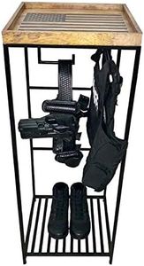 Guard The Line Law Enforcement and Military Gear Stand - Police Gear Rack Organizer - Body Armor Vest, Uniform & Plate Carrier Hanger - Duty Belt Holder - Cop Caddy Tactical (Natural Wood/black)