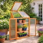 Garden Mile Wooden Greenhouse Cold Frame Small Garden Growing Plant Protection Waterproof Weather Resistant Suitable for Outdoor Vegetables Flowers and Seed Germination
