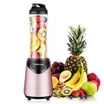 La Reveuse Smoothies Blender Personal Size 300 Watts with 18 oz BPA Free Portable Travel Sports Bottle (Pink)