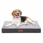 Jaspuriea Medium Orthopedic Dog Beds Medium Washable with Waterproof Removable Cover, Anti-Slip Dog Bed Medium, Deluxe Flannel Comfy Dog Crate Mattress, Grey, 75x50x9cm