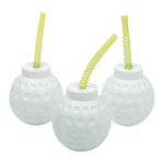 Fun Express Set of 12 Golf Ball Cups with Straw Lids for Kids