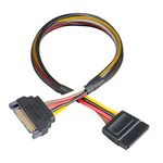 Akasa SATA Power Cable Extension | 15-pin SATA Male to Female Connector | 30cm | Black sleeve | AK-CBPW04-30