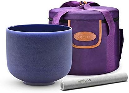 TOPFUND Indigo A Note Crystal Singing Bowl 8 inch Third Eye Chakra with Heavy Duty Carrying Case and Suede Mallet