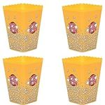 Secen LONDON - Reusable Plastic Popcorn Containers/Popcorn Bowls Set for Movie Theater Night,Washable in The Dishwasher,%100 BPA Free, Plastic Popcorn Containers, (4PCS Popcorn Basket),(Yellow)