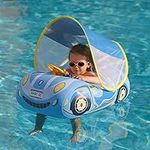 Swimbobo Toddler Pool Float Inflatable Car Baby Swim Float with Adjustable Sun Canopy and Safety Seat Pool Toys for kids(Blue Sport Car)