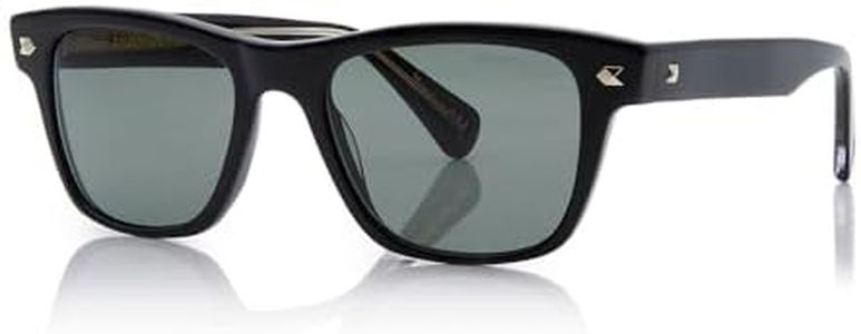 Shisen Fox Shinzo Sunglasses for Men | Timeless Vintage Style, Anti-Reflective Coating, Polarized & UV Protection Glasses | Square Frames with Acetate Material | (52 Medium, Black Crystal)