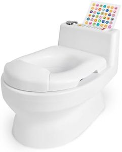 Fisher-Price™ Potty Trainer with Flushing Sounds, Tracking Chart & Storage – White Floor Potty Chair with Splash Guard, Removable Toilet Ring and Bowl, Featuring Patented Snap Safe Ring Technology