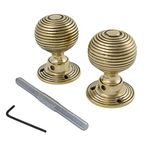 A.B Hardware Solid Unlacquered Brass Beehive Style Door Knob Pair New Knobs Set Internal Interior - AB Hardware, Black