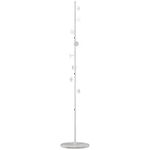 HOMCOM Coat Rack Free Standing Hall Tree with 8 Round Disc Hooks for Clothes, Hats,Purses, Steel Entryway Coat Stand with Marble Base for Entryway, Living Room, Bedroom, White