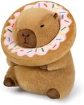 Ditucu Cute Capybara Plush Pillow with Wearable Donut Headgear Stuffed Animals Food Capibara Plushies Toys Gifts for Kids 11 inch