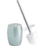 WHOLE HOUSEWARES | Modern Toilet Brush Set | Toilet Bowl Brush and Holder | Bathroom Accessory Set | Toilet Brushes for Bathroom | Freestanding Mosaic Toilet Bowl Cleaner (Turquoise)