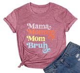 Heralady Mama Mommy Mom Bruh Shirt Women Cute Graphic Short Sleeve T-Shirt Momlife Tops Pink L