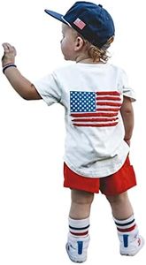 4th of July Baby Boy Outfit Infant Newborn Girls USA Print Tee Shirt Drawstring Shorts Casual Summer Clothes (Red USA, 12-18 Months)