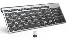 Wireless Keyboard with Numeric Keypad JOYACCESS 2.4G Slim and Compact Silent Wireless Keyboard(QWERTY UK layout) for Computer/Desktop/PC/Laptop/Surface/Smart TV and Windows 10/8/ 7 - Black+Gray