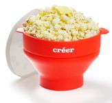 Créer Popcorn Maker, Easy Microwave Cooking (Includes Recipe Book That You Can Make With Kids), Popcorn Machine, For Home Use, Fully Washable, Dishwasher Safe, Red