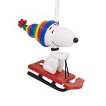 Hallmark Collectable Peanuts Snoopy on Sled Ornaments, Snoopy Decoration, Christmas Hanging Ornament, Gifts for Christmas, Peanuts Comics