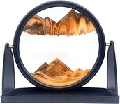 PRECHANA Moving Sand Art Picture-3D Deep Sea Sandscape in Motion Display Round Glass Flowing Sand Frame, Kid's Large Desktop Sand Art Toys, Relaxing Home and Office Decorations 25CM (Orange)