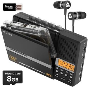 KLIM K10 Portable Cassette Tape Player & Tape Recorder, Cassette to MP3 Converter + Built-in Microphone & Speaker + USB PC Transfer + Battery/USB Powered + 8GB SD Card + Earphones